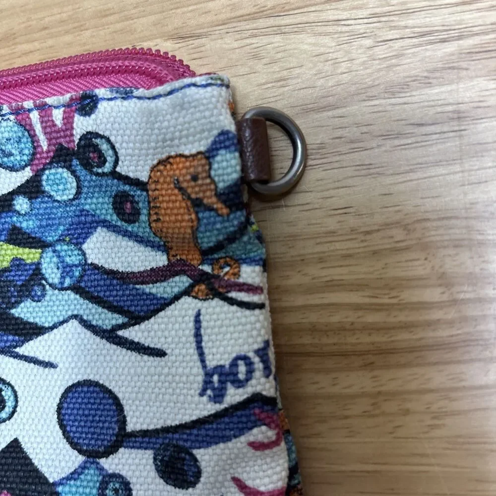 Sakroots Makeup Bag Ocean Under Sea Theme Zip Close No Strap Fish Starfish